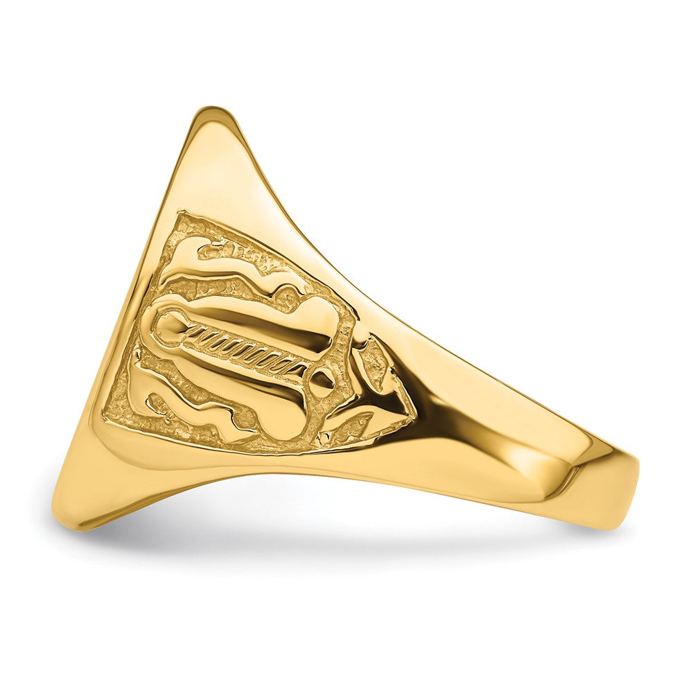 10k Men's Polished and Grooved (Not Enameled) Masonic Ring