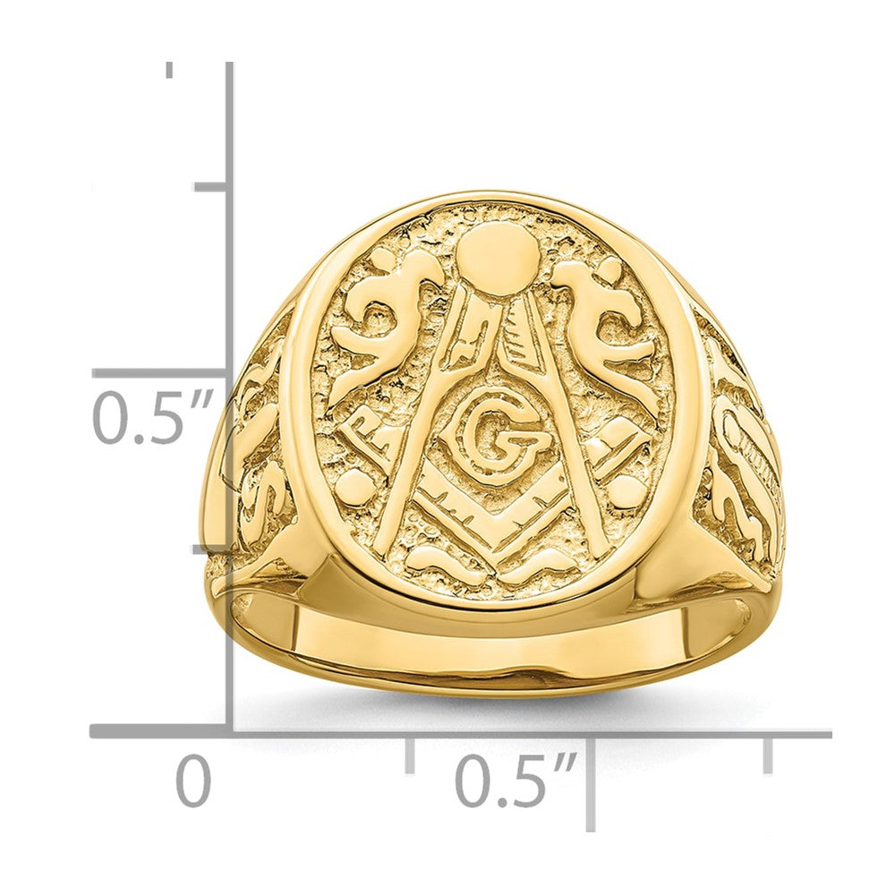 10k Men's Polished and Grooved (Not Enameled) Masonic Ring