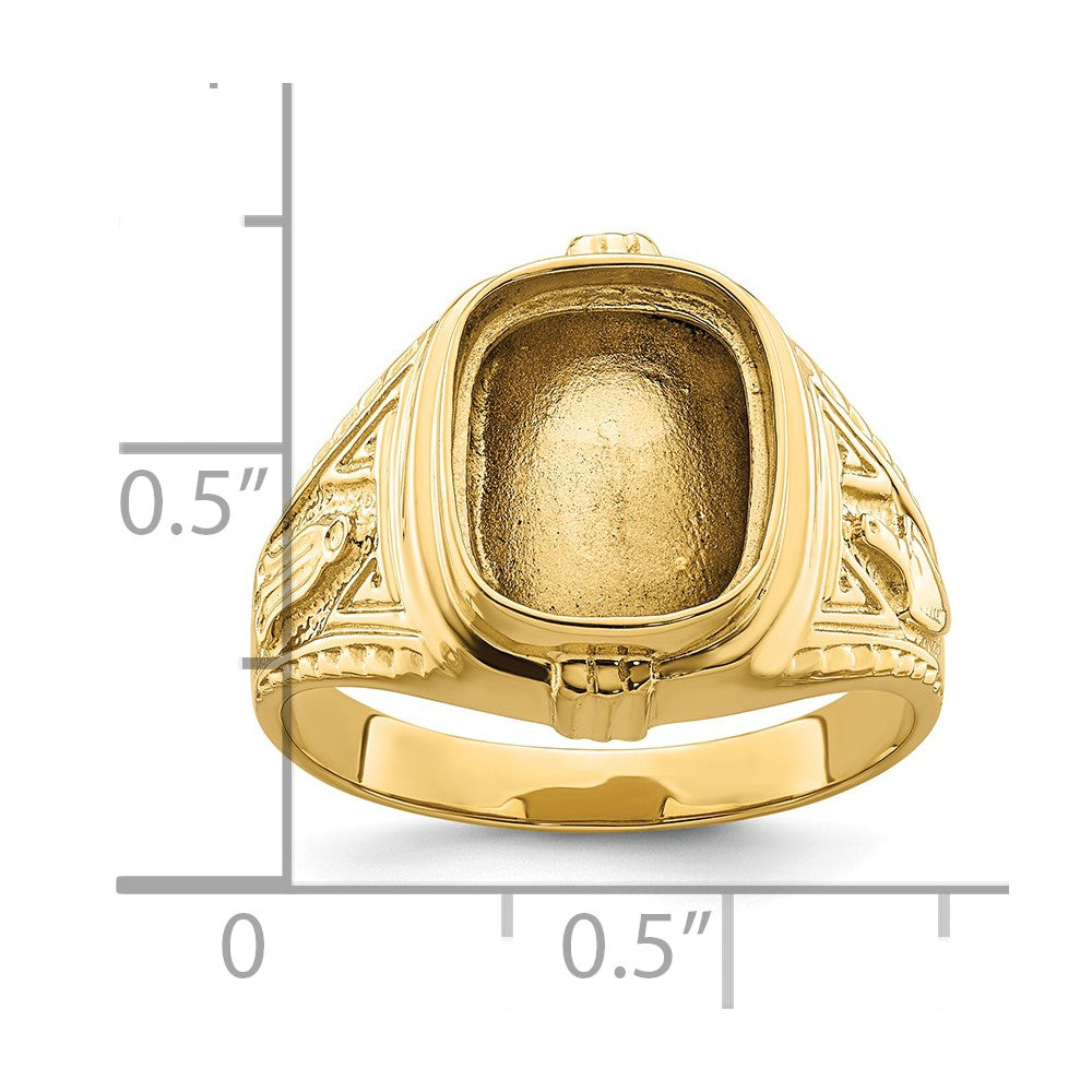 10k Men's Polished and Textured Masonic Ring Mounting