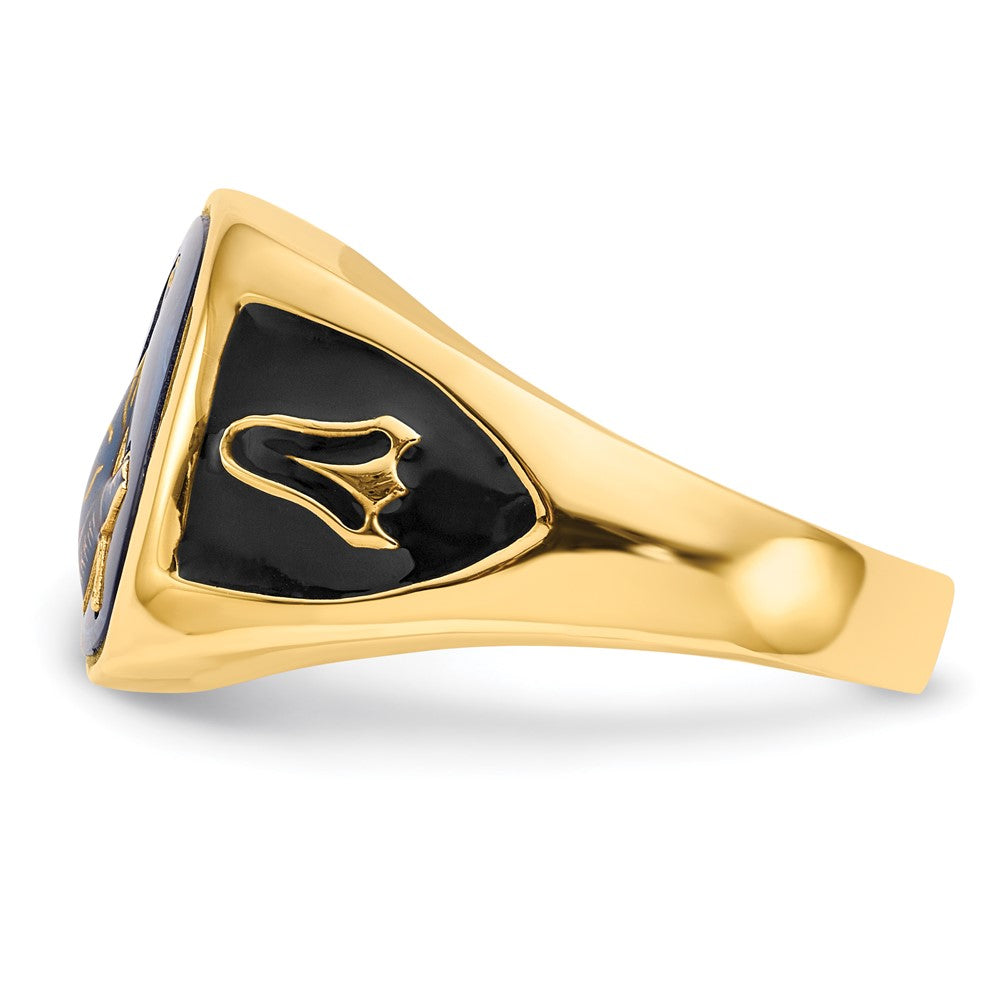 10k Men's Antiqued & Textured w/ Imit. Blue Spinel Masonic Ring