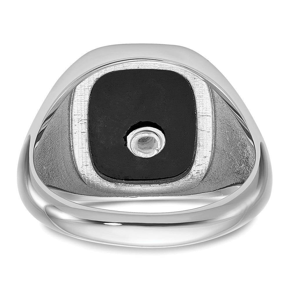 10kw & Gold-plated Men's Textured w/ Black Enamel & Onyx Masonic Ring
