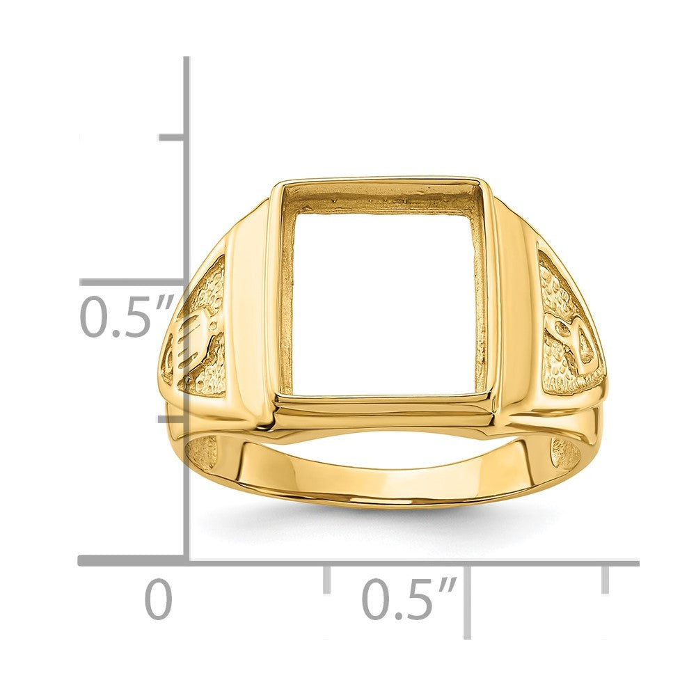 10k Men's Polished and Textured Masonic Ring Mounting