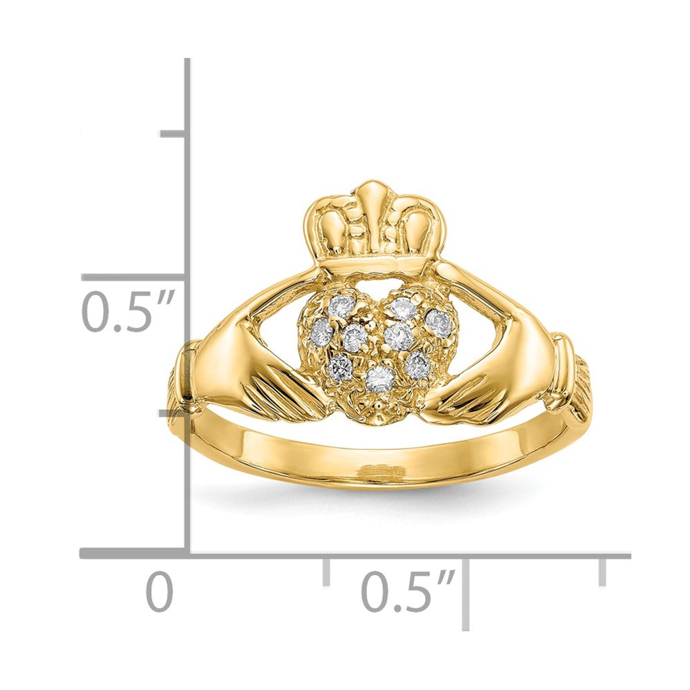10K 1/10ct AA Diamond Claddagh Ring