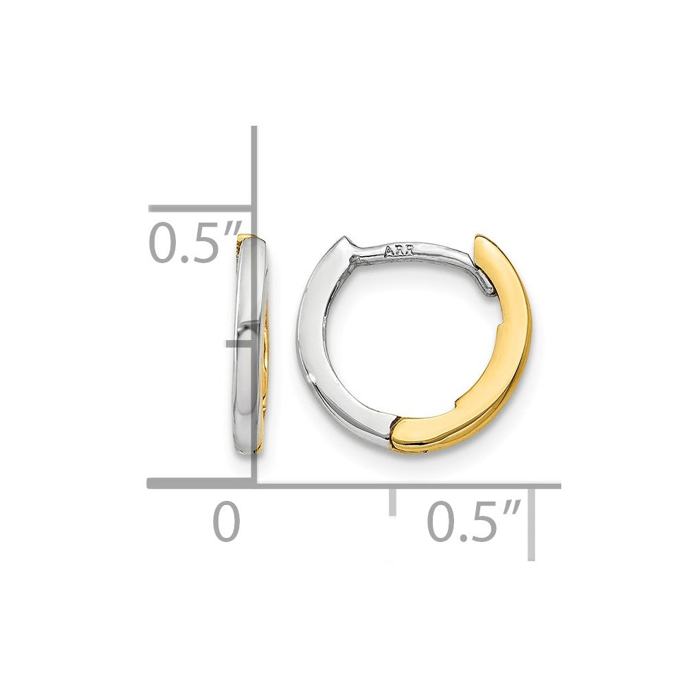 10k Two-tone Mini 1.35mm Round Hinged Hoop Earrings