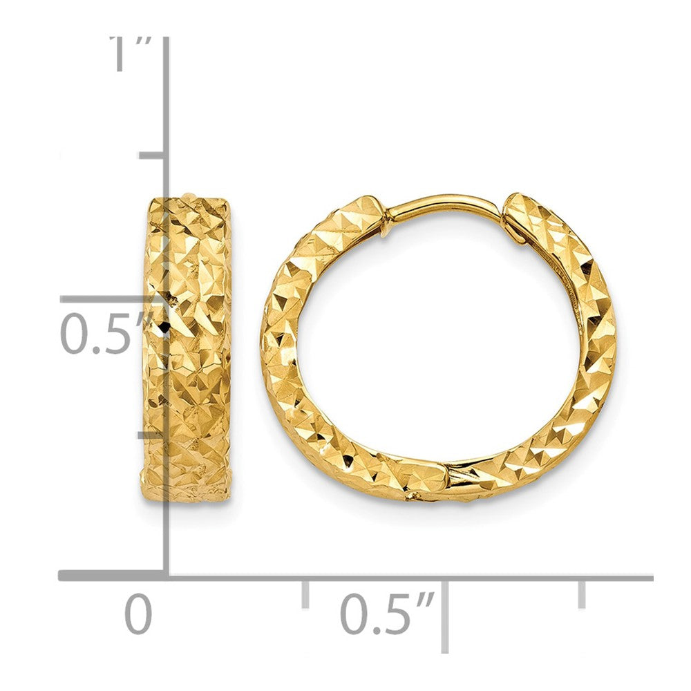 10k Diamond-cut Hinged Hoop Earrings