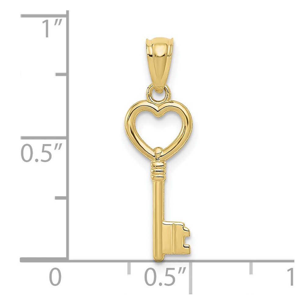 10K Polished Heart Key Charm