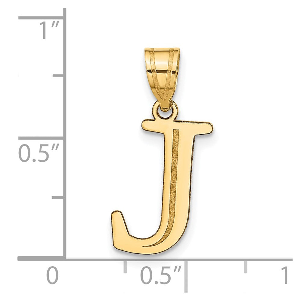 10K Polished Etched Letter J Initial Pendant