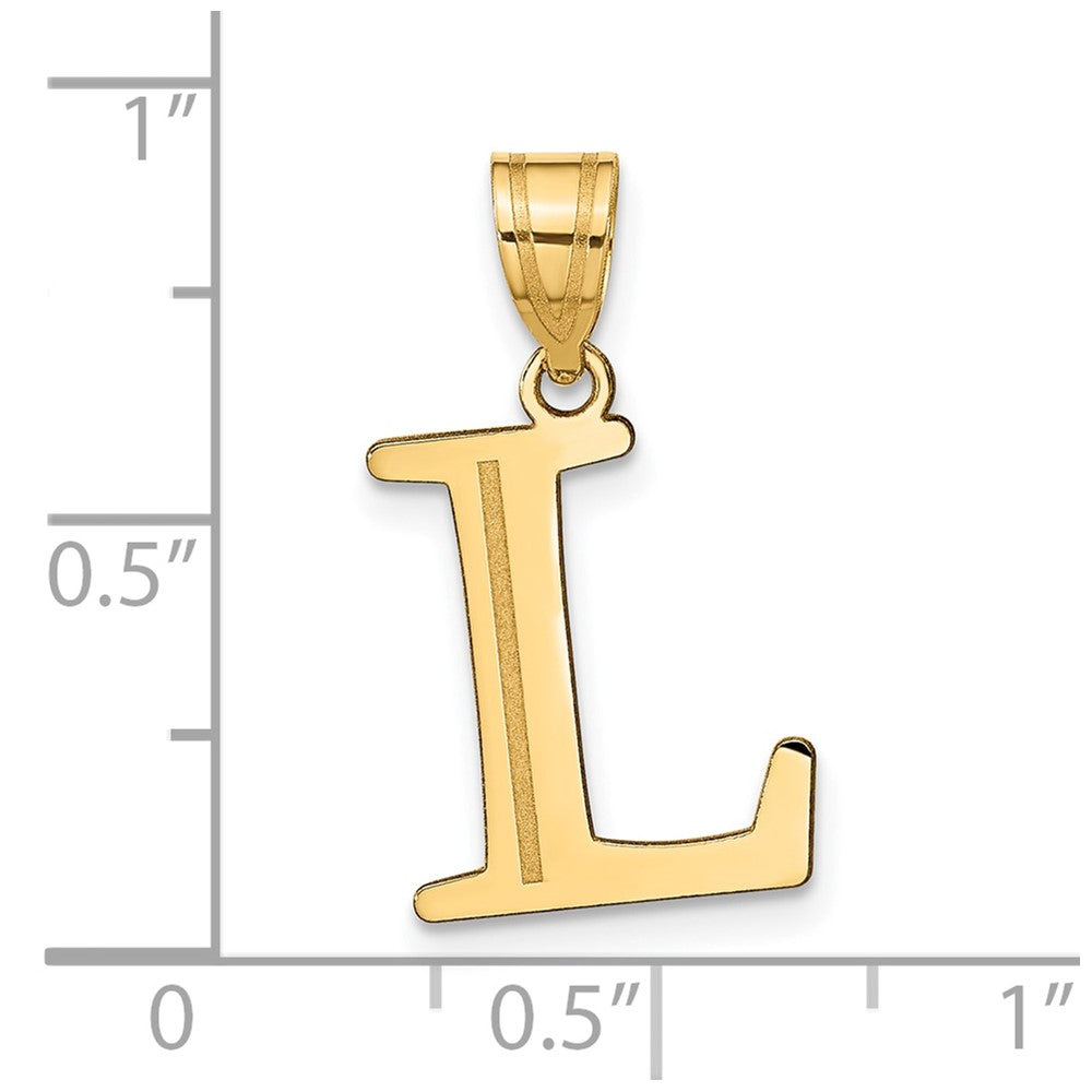 10K Polished Etched Letter L Initial Pendant
