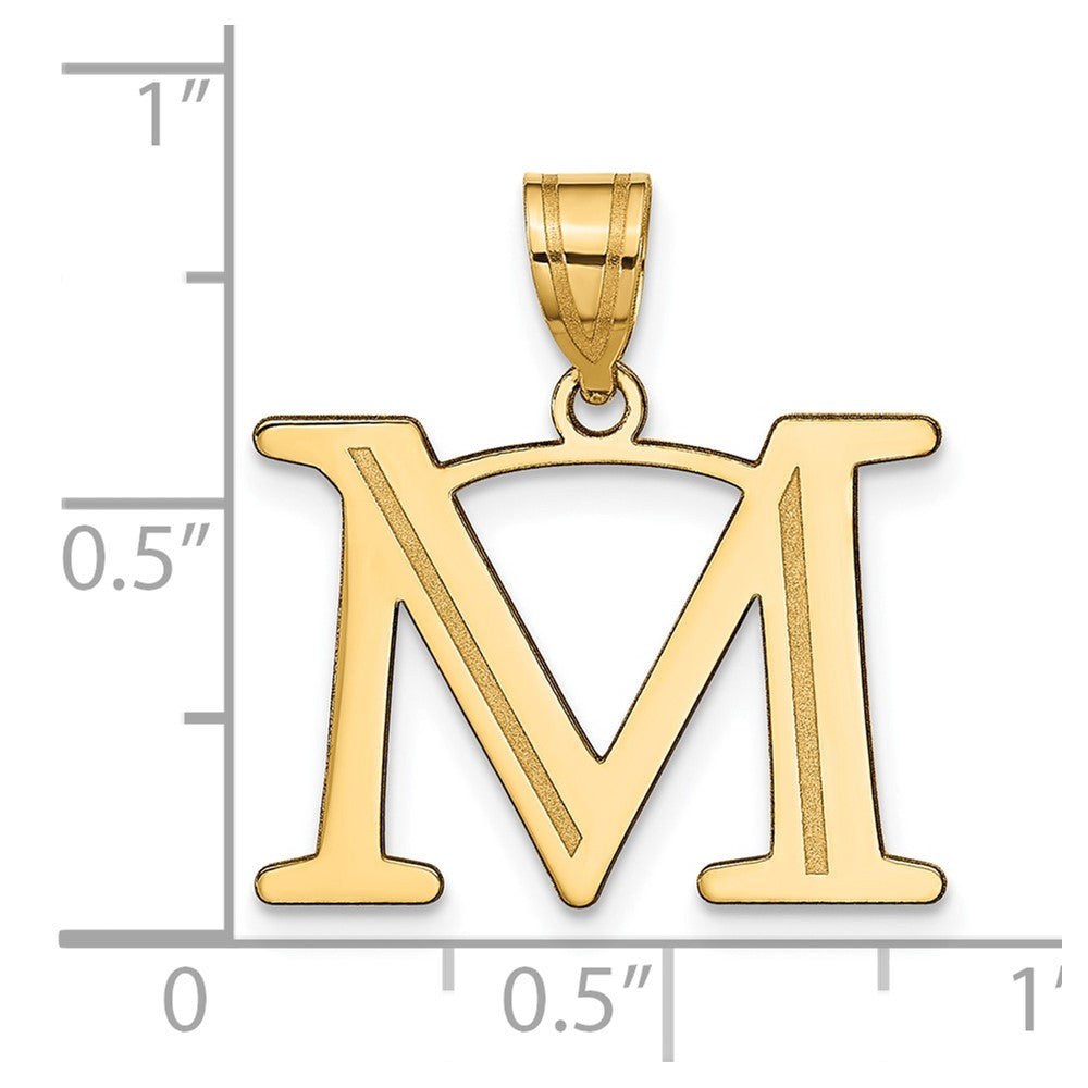 10K Polished Etched Letter M Initial Pendant