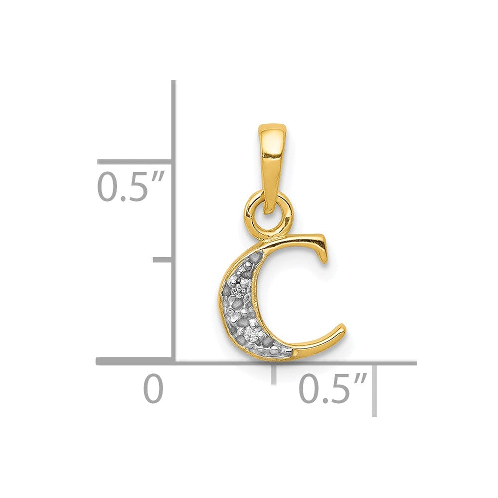 10K and Rhodium Diamond Initial C Pendant