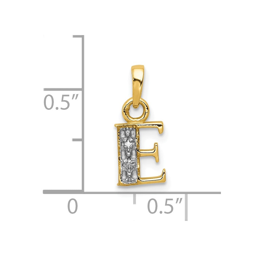 10K and Rhodium Diamond Initial E Charm