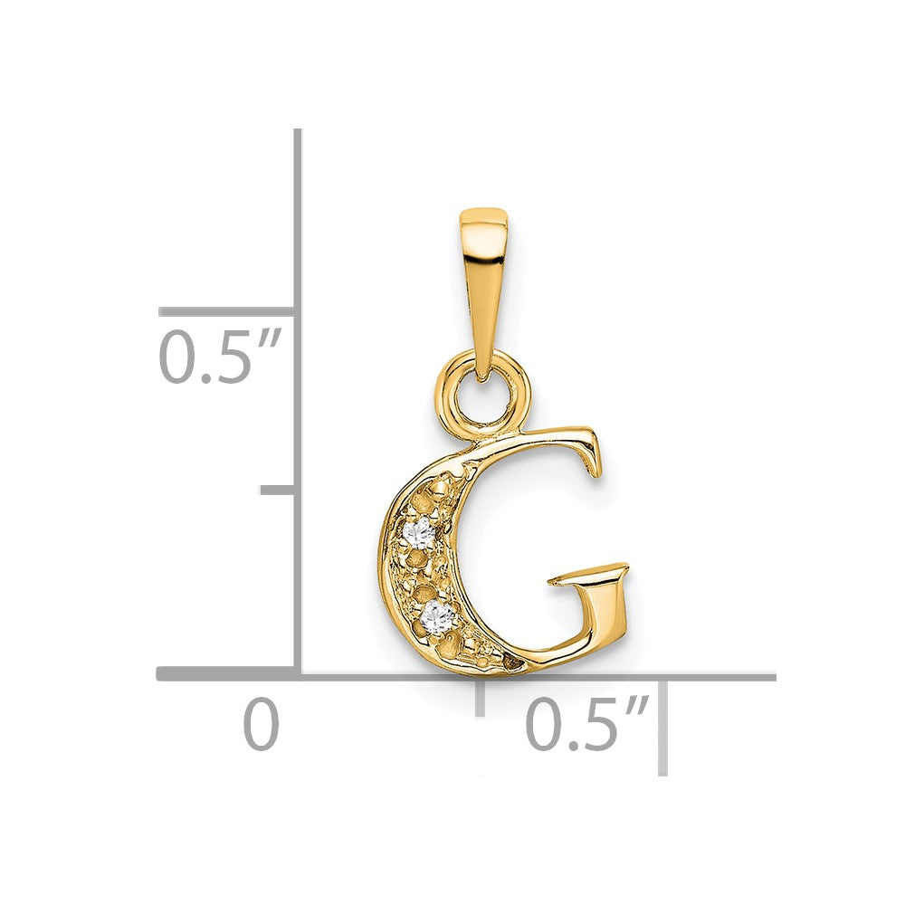 10K and Rhodium Diamond Initial G Charm