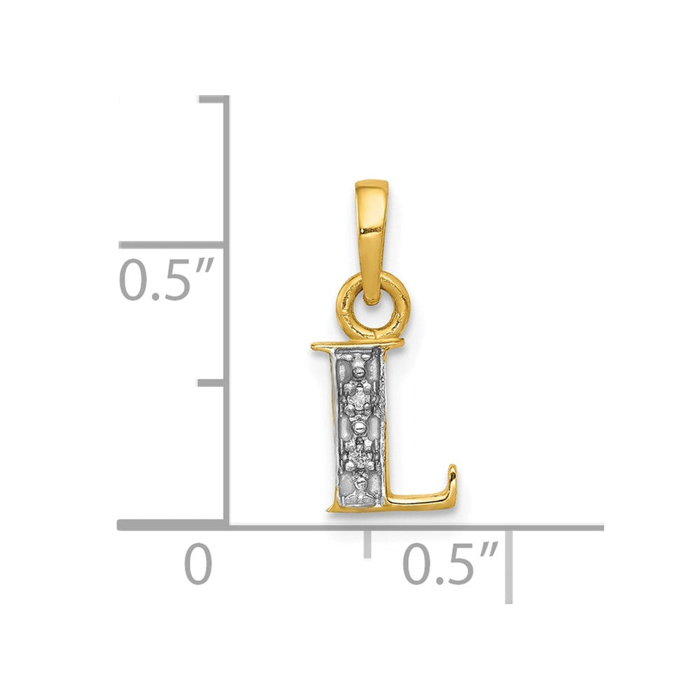 10K and Rhodium Diamond Initial L Charm