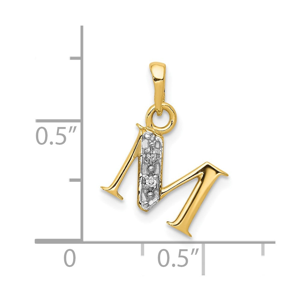 10K and Rhodium Diamond Initial M Charm