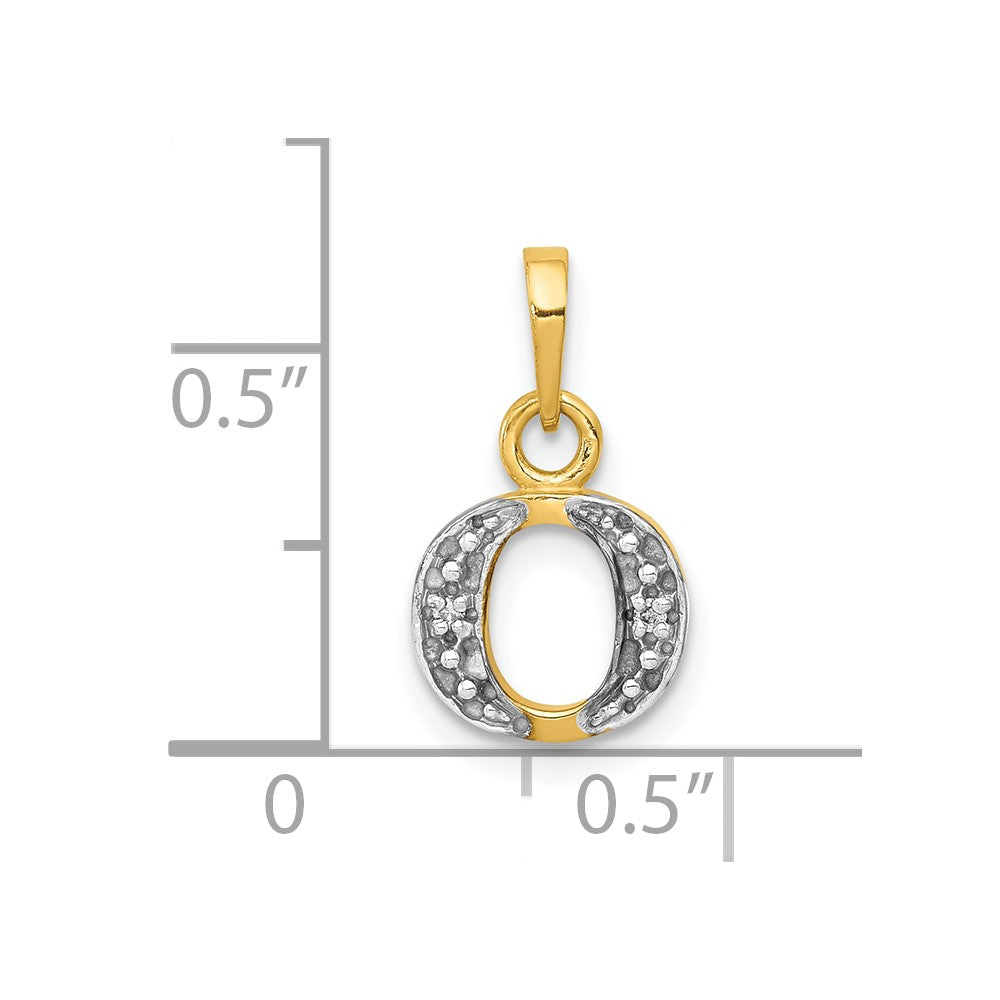 10K and Rhodium Diamond Initial O Charm