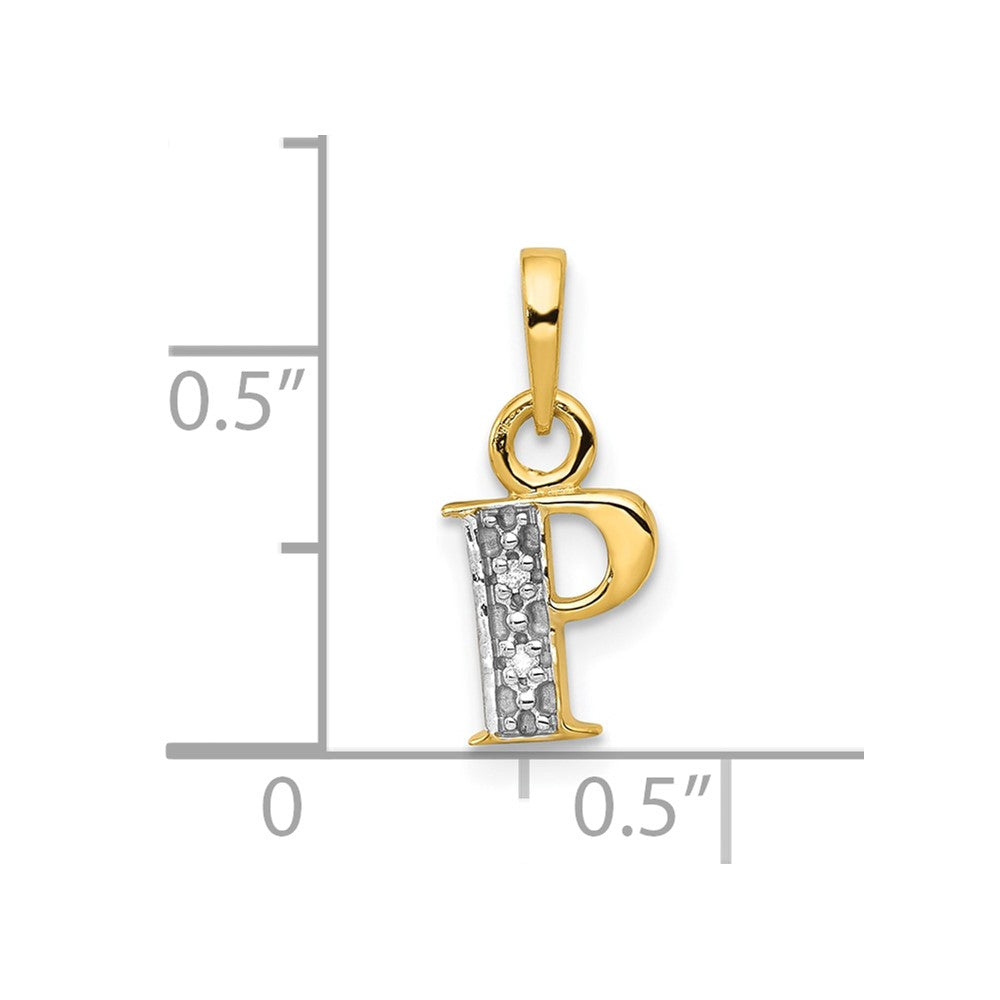 10K and Rhodium Diamond Initial P Charm