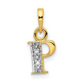 10K and Rhodium Diamond Initial P Charm
