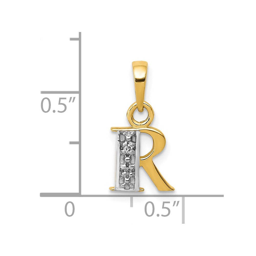 10K and Rhodium Diamond Initial R Charm