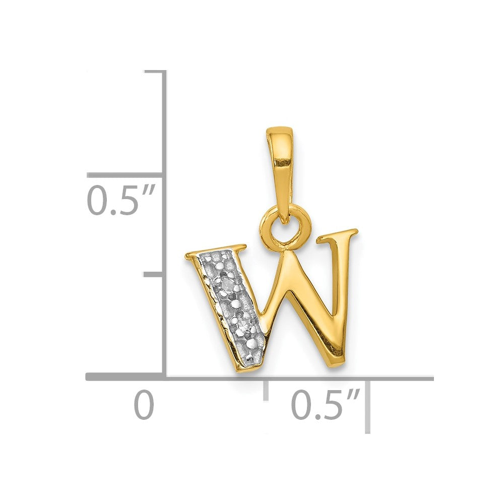 10K and Rhodium Diamond Initial W Charm