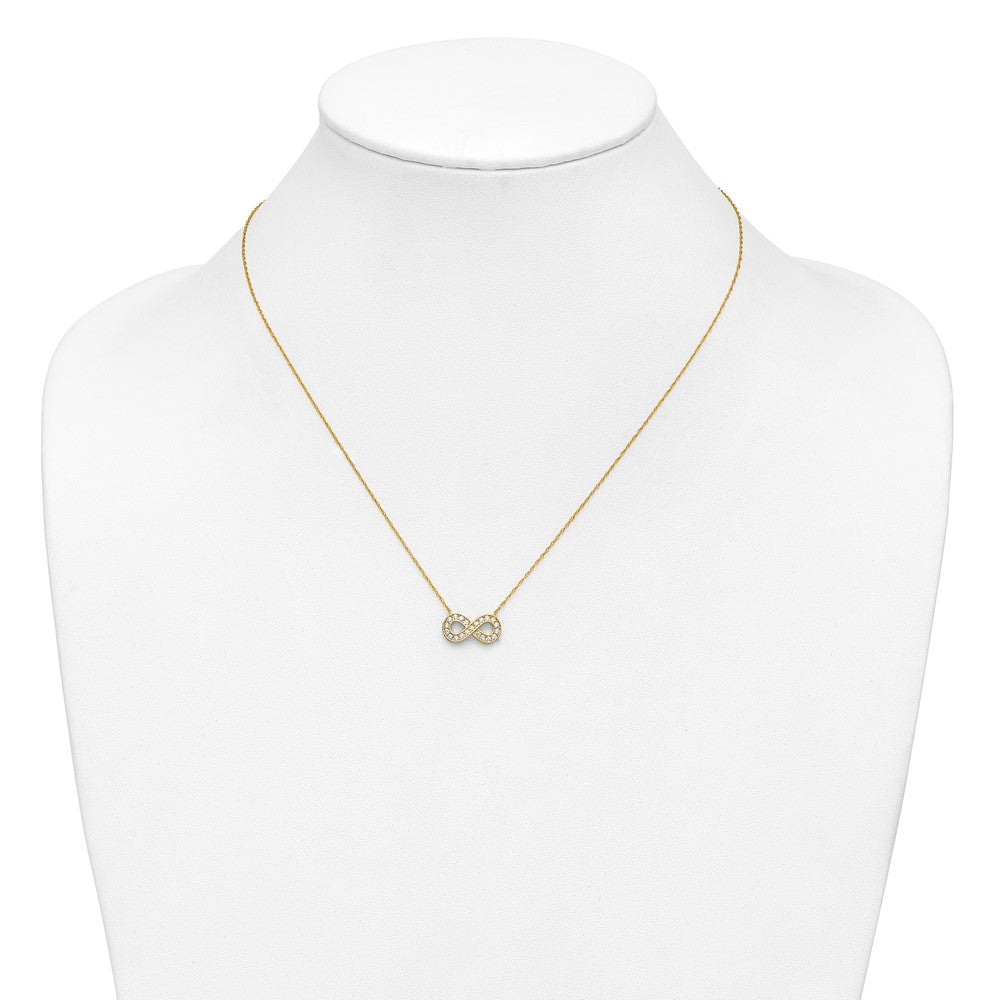 10K 18inch Polished CZ Infinity Necklace