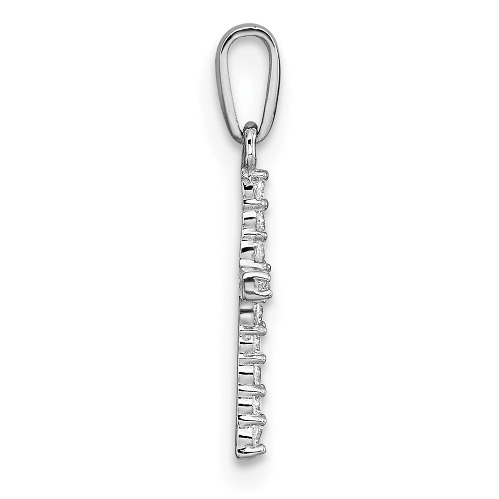 10k White Gold Polished CZ Cross Pendant