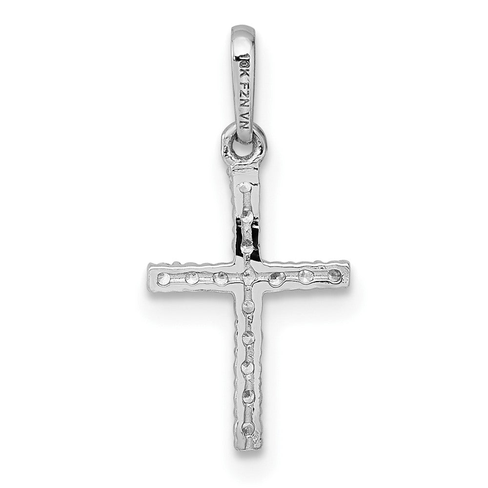 10k White Gold Polished CZ Cross Pendant