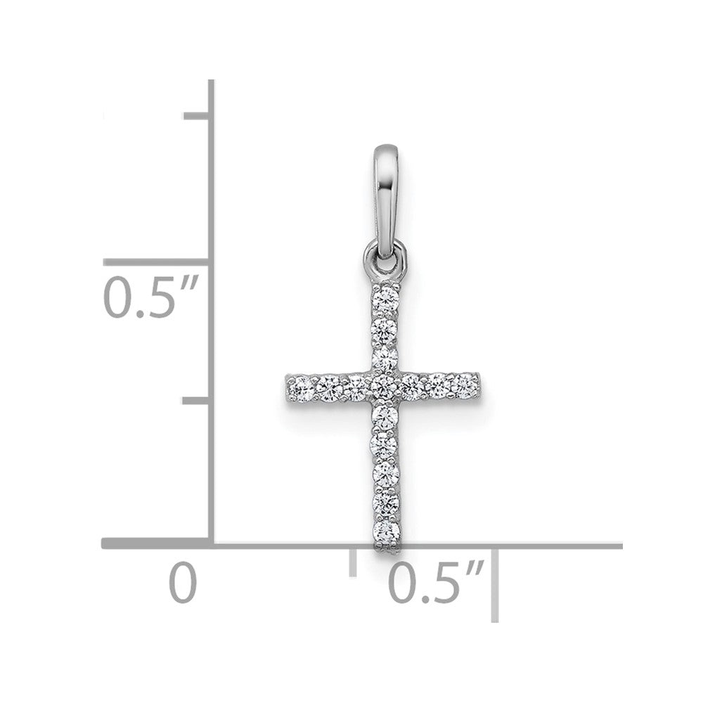 10k White Gold Polished CZ Cross Pendant