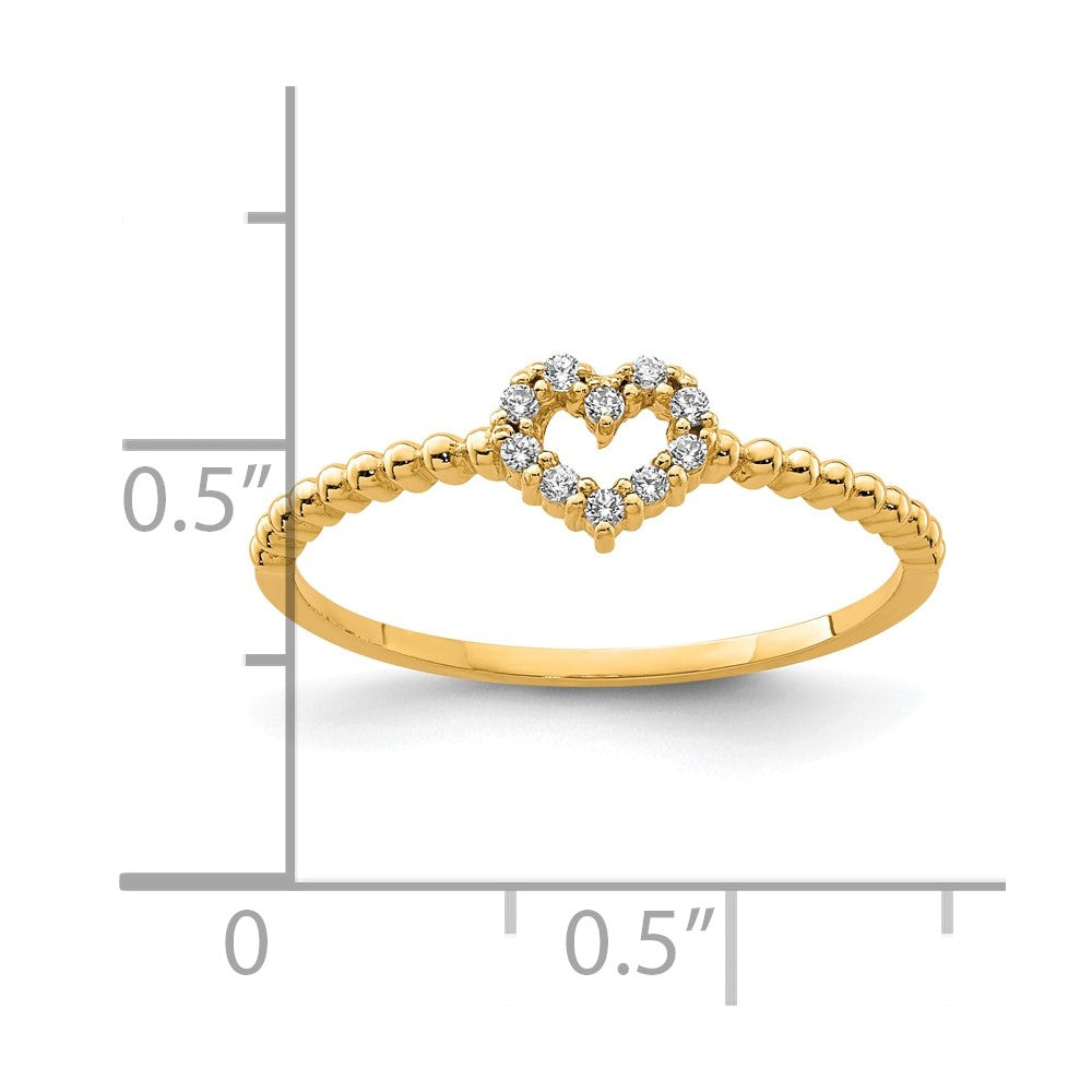 10K Heart CZ Ring