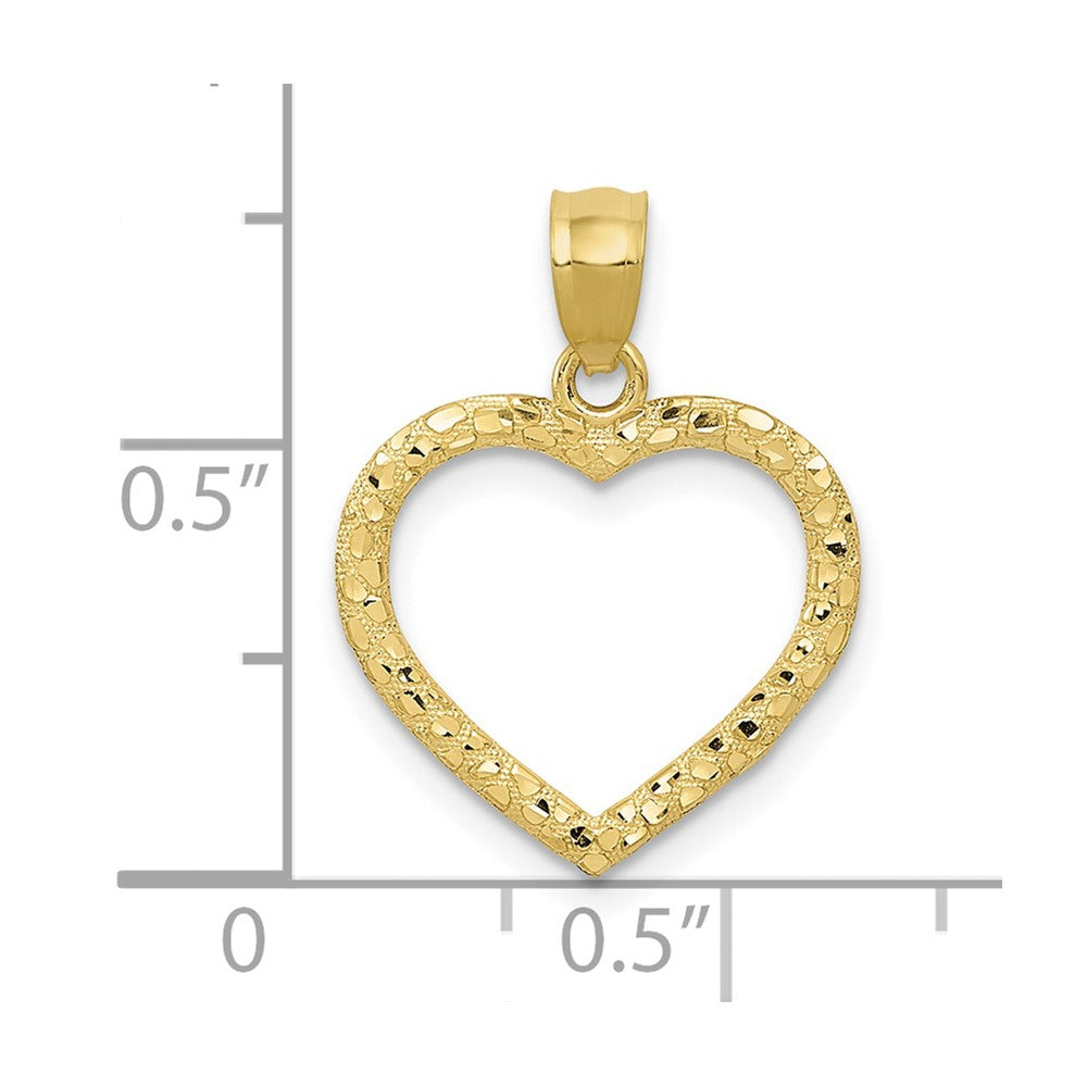 10K Polished & Textured Cut-out Heart Pendant