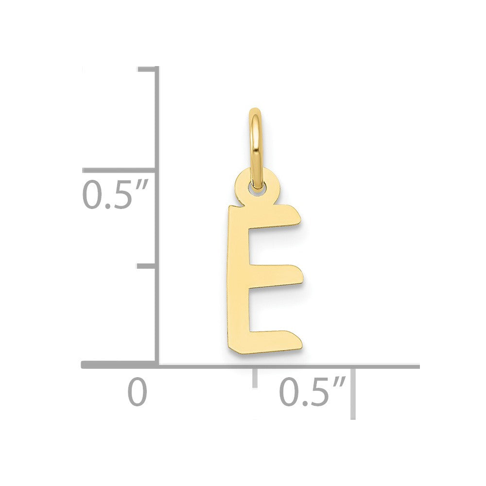 10k Small Slanted Block Initial E Charm