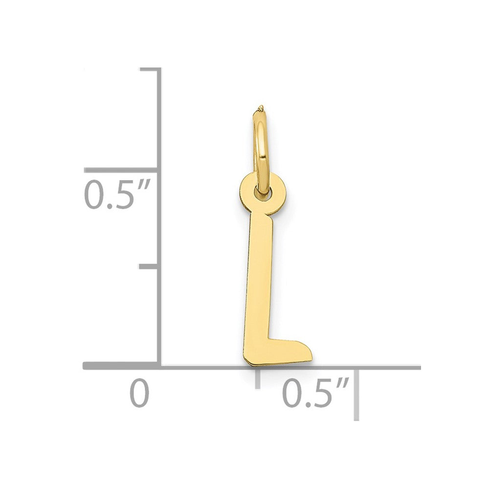 10k Small Slanted Block Initial L Charm
