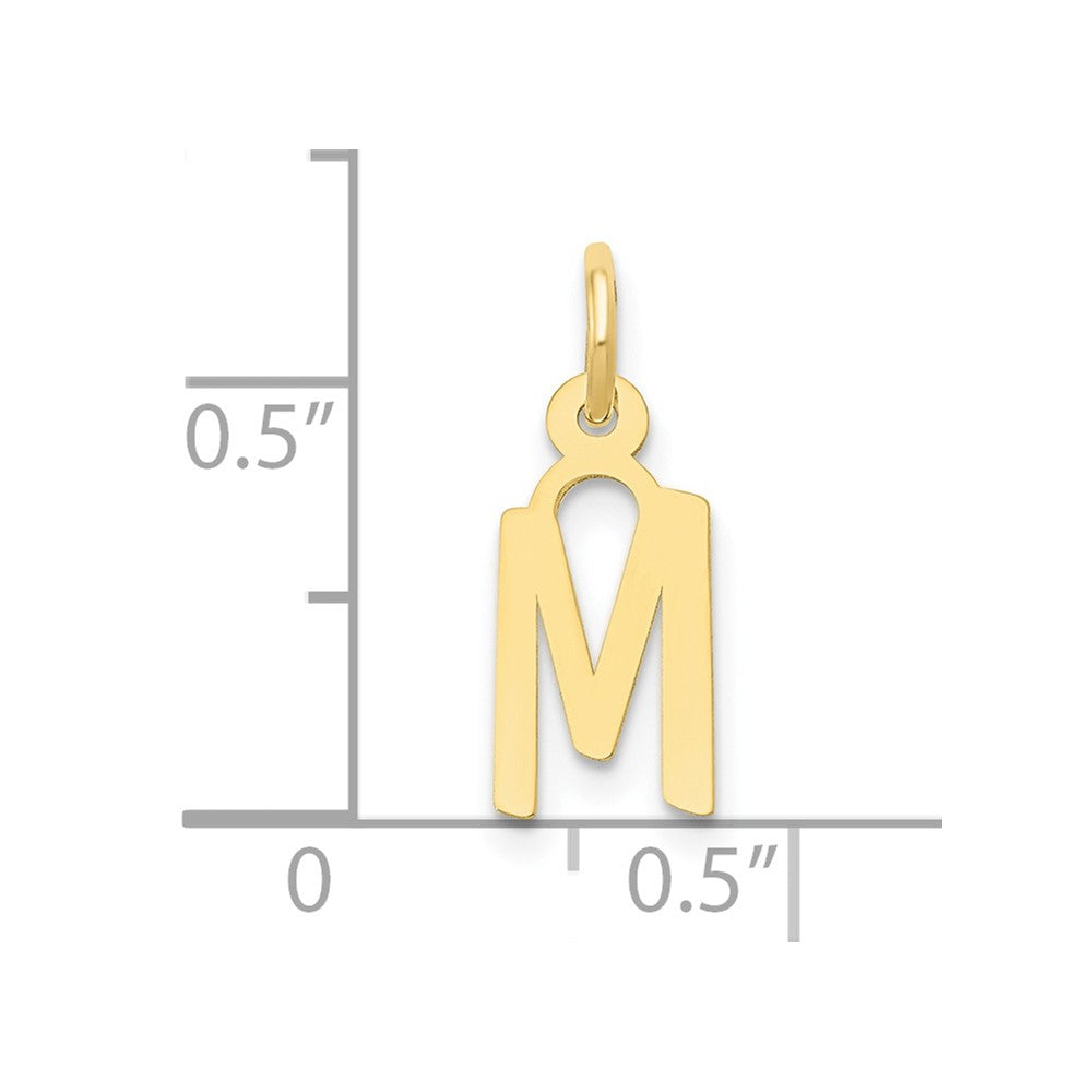 10k Small Slanted Block Initial M Charm