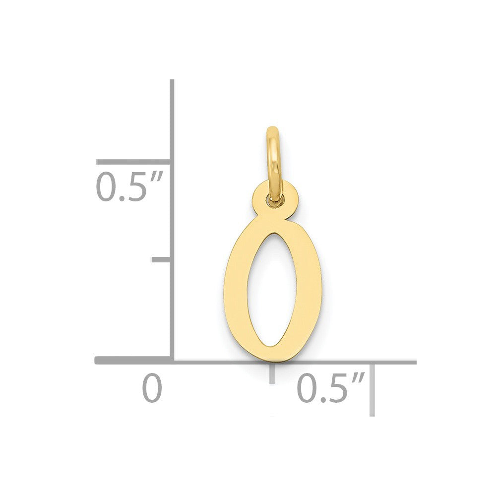 10k Small Slanted Block Initial O Charm