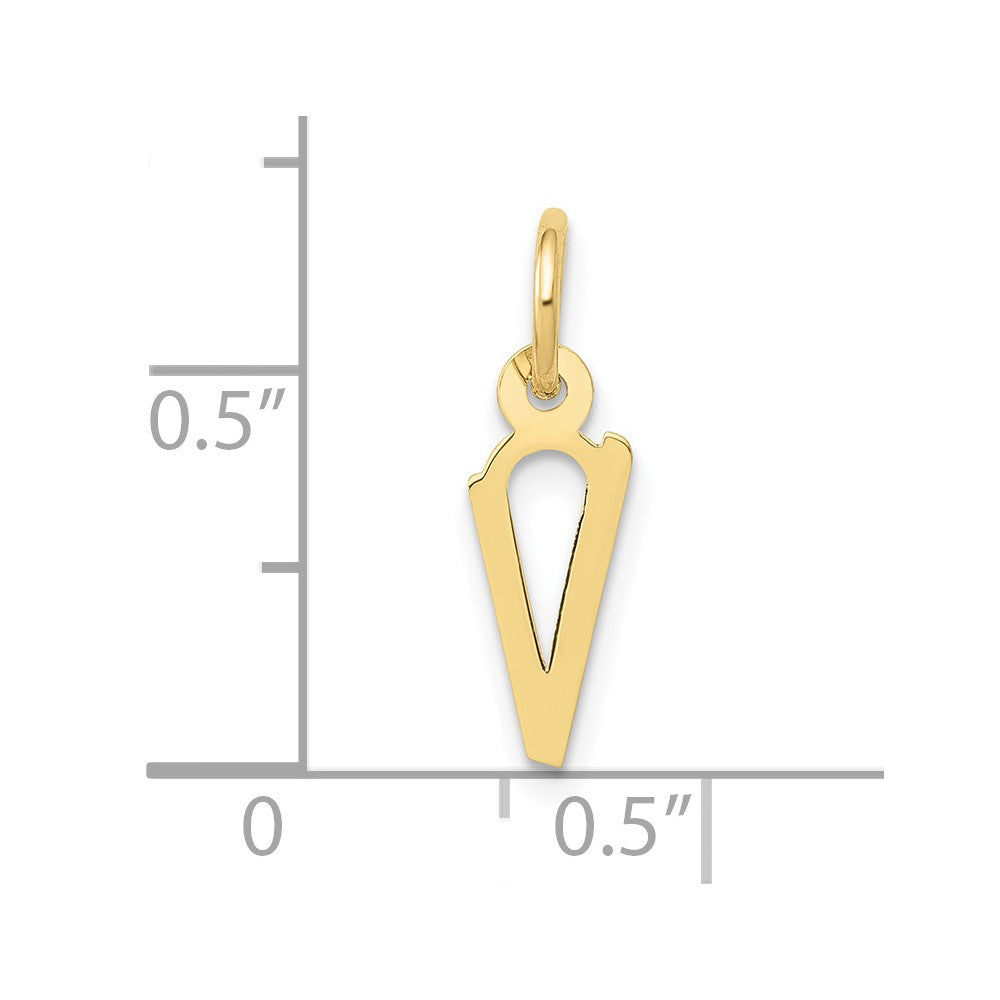 10k Small Slanted Block Initial V Charm