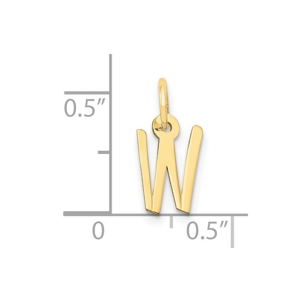 10k Small Slanted Block Initial W Charm