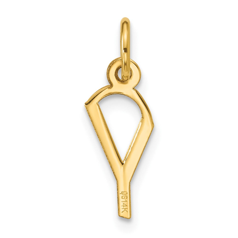 10k Small Slanted Block Letter Y Initial Charm