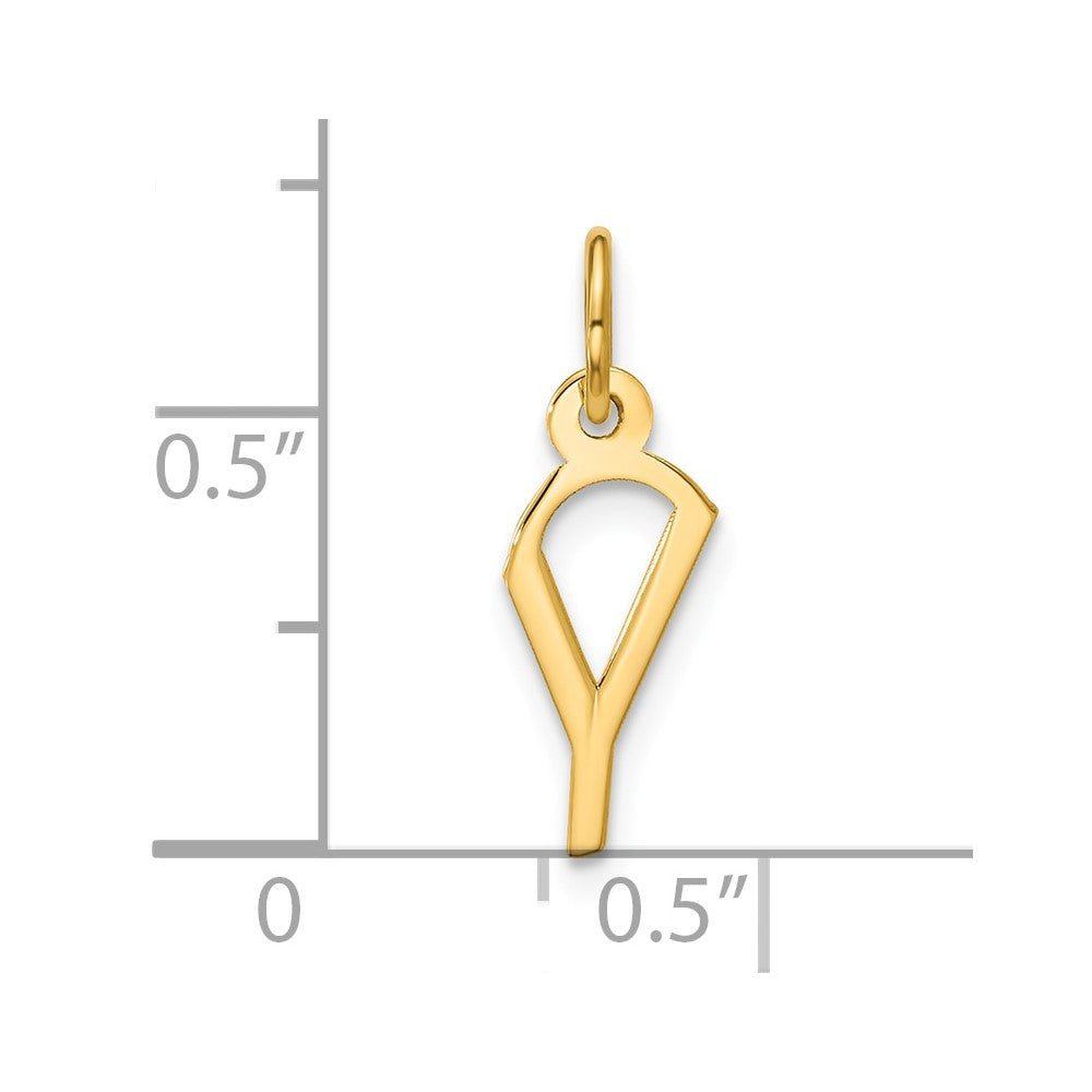10k Small Slanted Block Letter Y Initial Charm