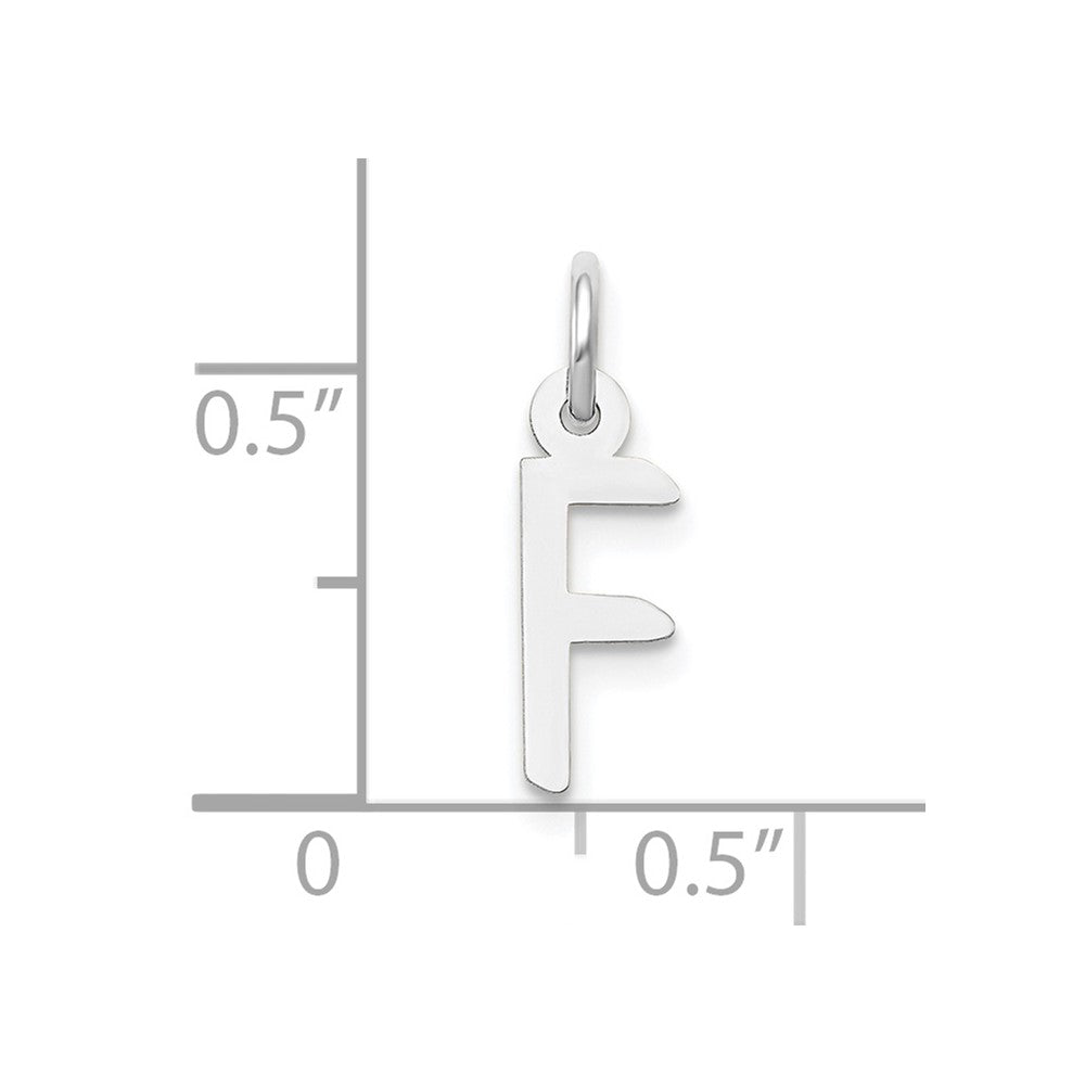 10k White Gold Small Slanted Block Initial F Charm