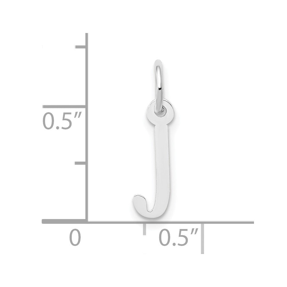 10k White Gold Small Slanted Block Initial J Charm