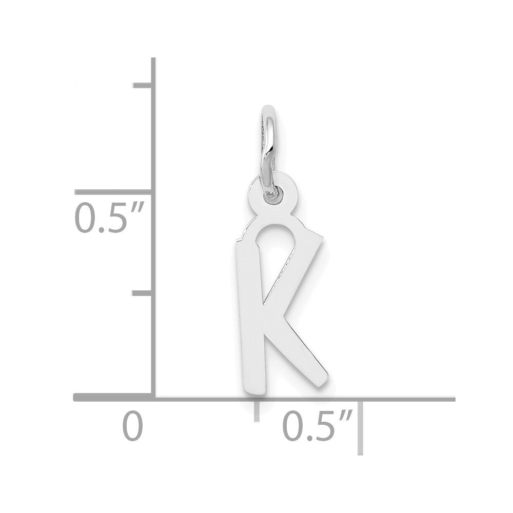 10k White Gold Small Slanted Block Initial K Charm