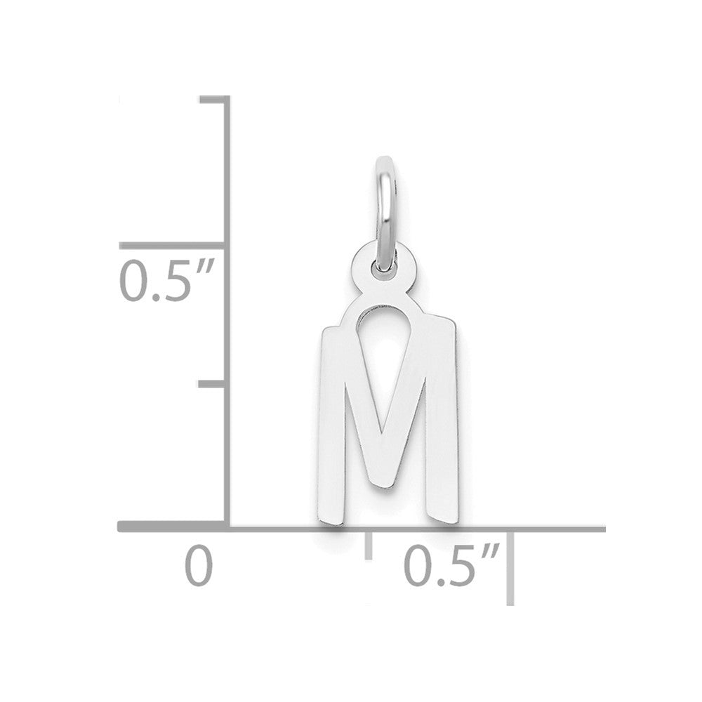 10k White Gold Small Slanted Block Initial M Charm