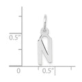 10k White Gold Small Slanted Block Initial N Charm