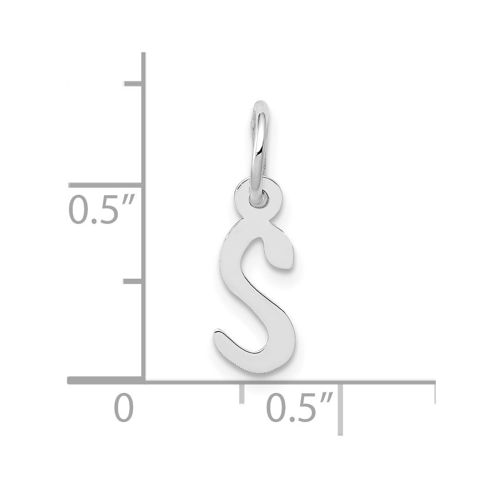 10k White Gold Small Slanted Block Initial S Charm