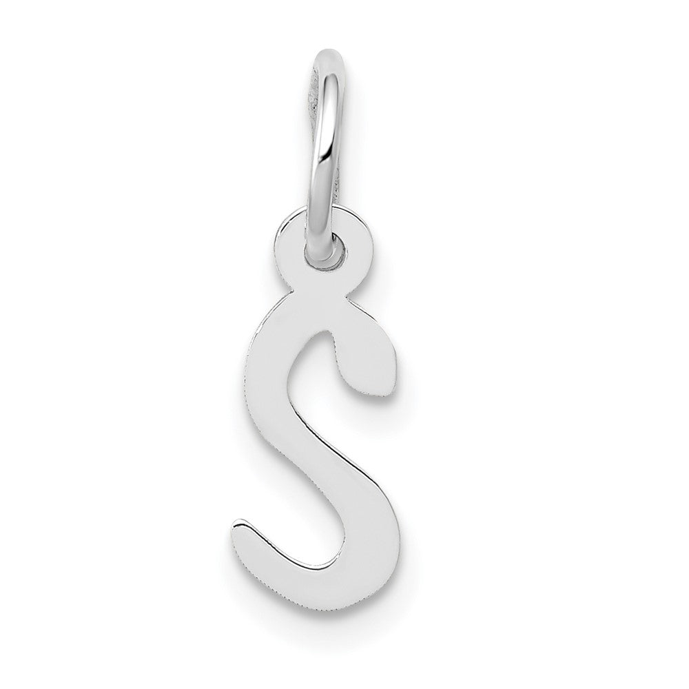 10k White Gold Small Slanted Block Initial S Charm