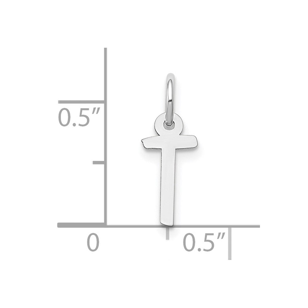10k White Gold Small Slanted Block Initial T Charm