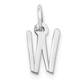 10k White Gold Small Slanted Block Initial W Charm