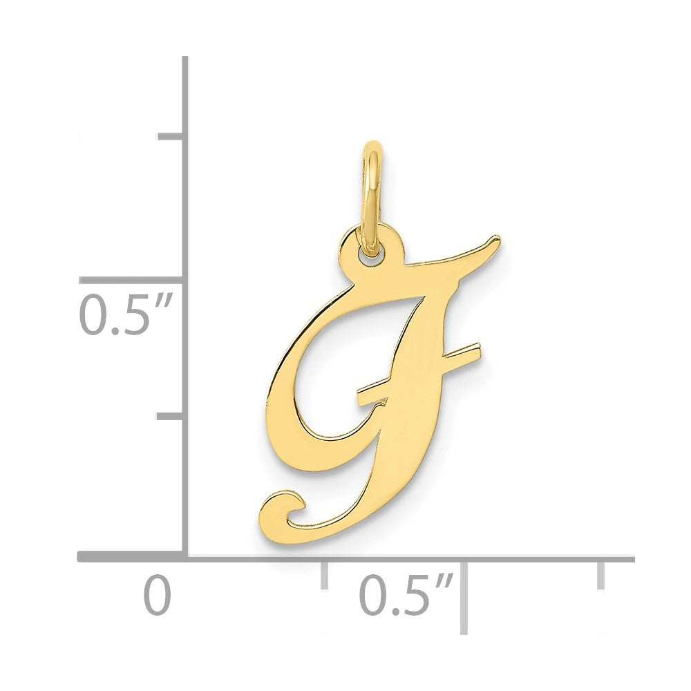 10K Medium Fancy Script Initial F Charm