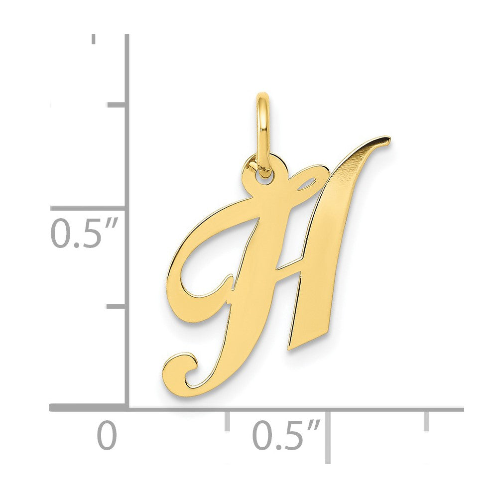 10K Medium Fancy Script Initial H Charm