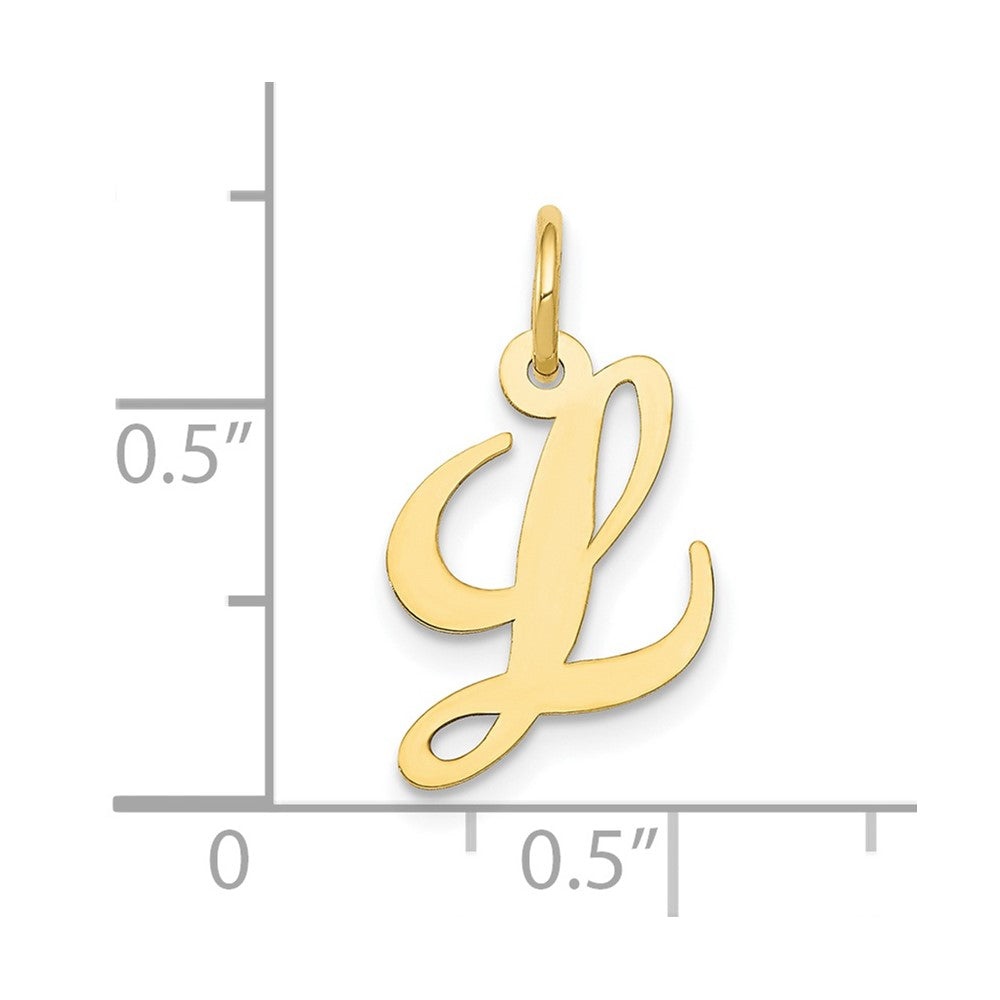 10K Medium Fancy Script Initial L Charm