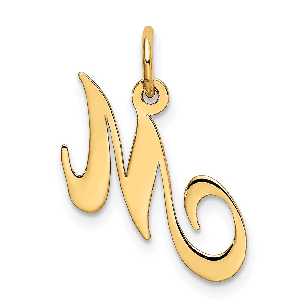 10K Medium Fancy Script Initial M Charm